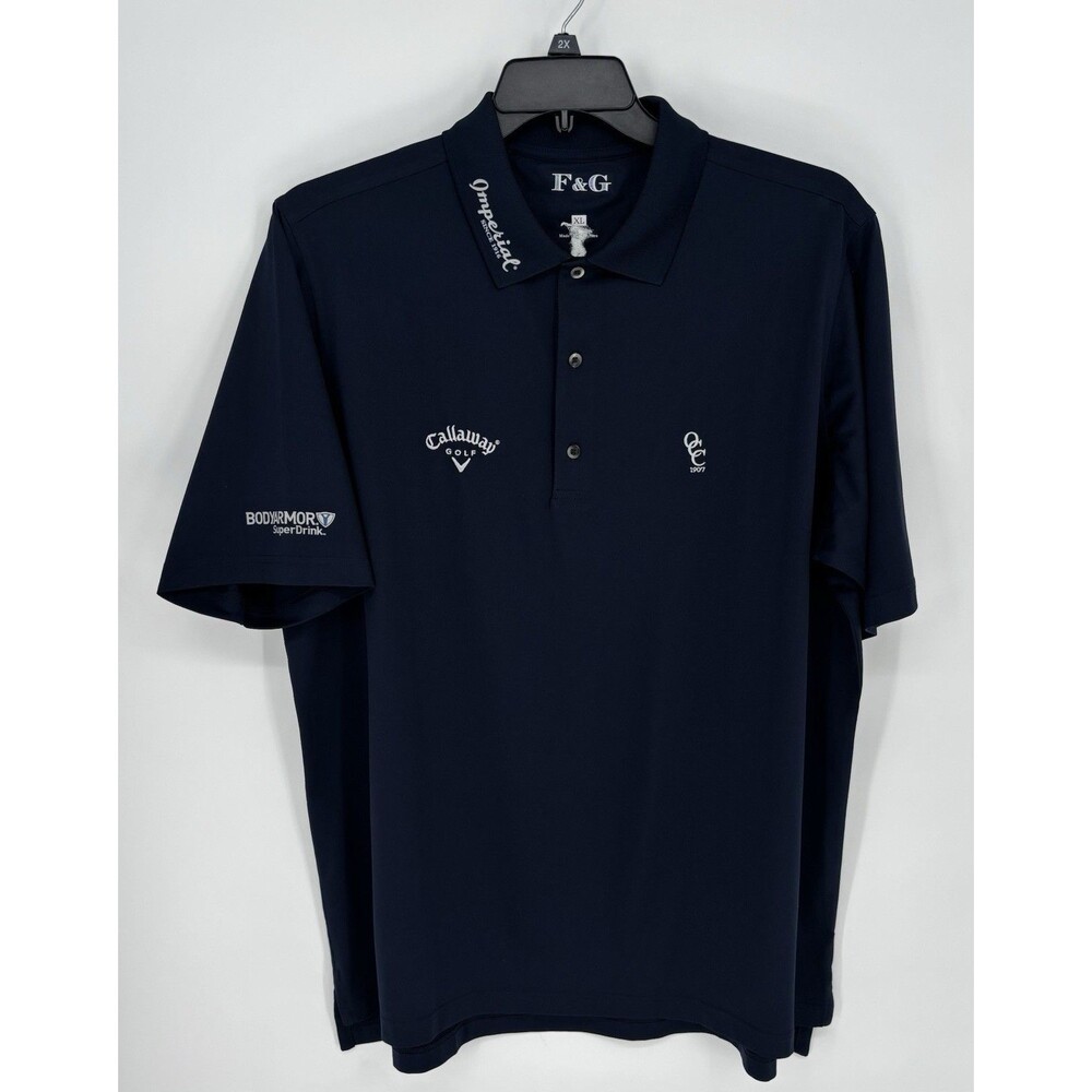 F & G Fairway & Greene XL Navy Golf Polo Shirt Callaway Sally Amateur BodyArmor